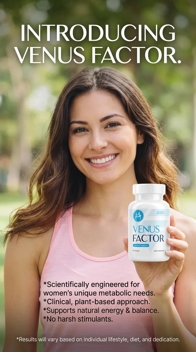 venus factor supplement metabolism support woman holding bottle wellness fitness natural energy
